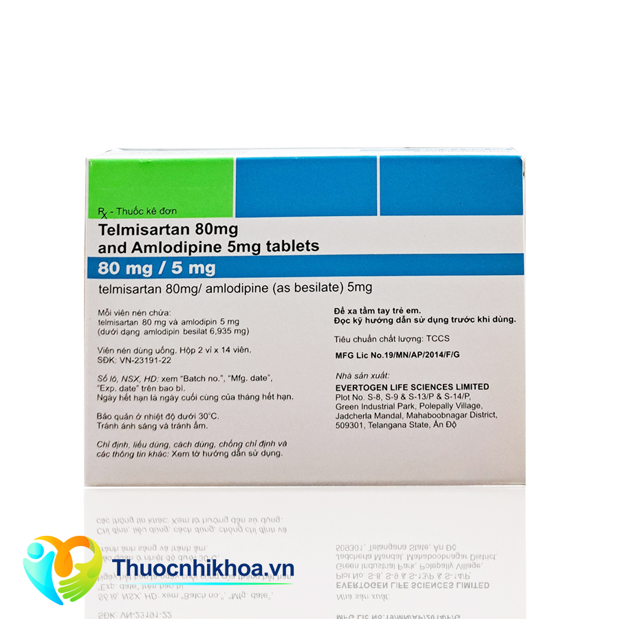 Telmisartan 80mg and Amlodipine 5mg tablets (Hộp 2 vỉ 14 viên)